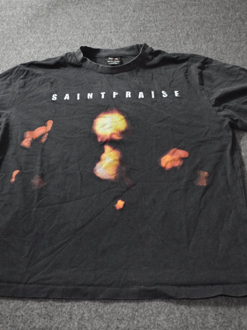 Saint Michael 25SS Praise Tee Short Sleeve T-shirt Cut Saw Black Used Sz L